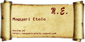 Magyari Etele névjegykártya